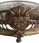 Antique French Bronze 18 Inch Jardiniere Art Noveau Centerpiece W Glass Insert