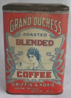 Scarce Early C1910 Griffin   Hoxie Grand Duchess Hinged Lid Coffee Tin Utica Ny