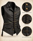 Men s Pirate Leather Vest Brown Renaissance Waistcoat  Medieval Larp Vest Black