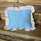Vintage Tooth Fairy Pillow Handmade Blue   White Eyelet Red Star Stitching 9   x7   