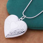 925 Sterling Silver Plated Heart Necklace  Locket Photo Picture Pendant 18   N1