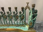 Israeli Brass Enameled Chanukah Menorah  C  1950s 60s 