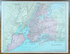 Vintage 1900 Greater New York 5 Boroughs Map 14 x11    Old Antique Original Nyc