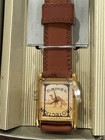 Vintage Camel Cigarette Tank Watch Men Goldtone  Mint New Unused W Leather Band