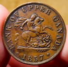 Dragonslayer 1857 Bank Of Upper Canada Halfpenny Token - Detailed 