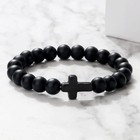 Cross Beaded Bracelet Natural Stone Handmade Men Women Prayer Gift