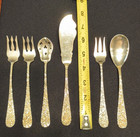 Stieff Rose Repousse Sterling 6-pc Lot Serving Pieces Grannys Silver Very Nice