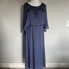 Oleg Cassini Beaded Cape Dress Dusk Size 16w Mother Of Bride groom Formal Mature