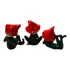 Vintage Pixie Elves Hillbilly Christmas Set 3 Green red Figurines Ceramic Japan