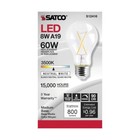 Satco S12416 - 8 Watt Led A19 Light Bulbs - E26 Medium Base - 3500k  6 Pack 