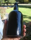 Antique 1860 s Three-piece Mold 9-1 2  Black Glass Ale Bottle