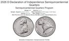 2026 D  1   10 Roll Declaration Of Independence Semiquincentennial Quarters Obw