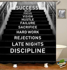 4pcs Shower Curtain Set Black White Motivational Quotes With Rugs   Toilet Cover