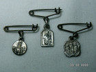    three 3  Antique Silver Tone Catholic Charm Dangle Pins   