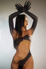Sparkly Pole Dance Jumpsuits For Women Rhinestone Outfit Performance Drag Queen