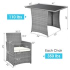 Costway 3pcs Patio Rattan Furniture Set Cushioned Sofa Armrest  Garden White