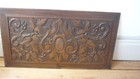 Antique French Carved Solid Oak Wood Panel Vine Leaf