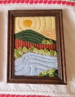Cottage Core Vintage Framed Crewel Needlepoint 6  X 8 