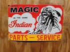 Vintage Indian Motorcycle Porcelain Sign Dealer Service Sales Biker Parts 17x11 