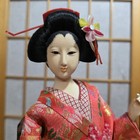 Japanese Geisha Doll Ningyo On Base Stand Vintage Ornate Kimono Pristine