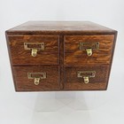 Vintage Oak Wooden Library Index Card File Cabinet 4-drawer    