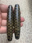 Two Pcs Excellent Rare Tibetan Old Natural Agate Dzi  108eyed  Long Beads