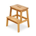 Solid Acacia Wood 2-step Stool For Home  350lb Capacity  Indoor   Outdoor Use