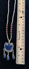 Boho Necklace  Afghan Turkmen Tribal Kuchi Vintage Blue Lapis Lazuli Beaded