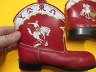 1950s Childs Red white red Leather Cowboy girl Boots Sz 12d Costume prop Rare