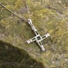 Failte Connemara Marble St  Brigid s Cross Necklace Sterling Silver Irish Made