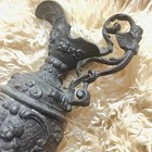Antique Pair Victorian Decorative Cast Spelter Metal Urns Ewers Putti Motif