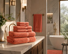 Luxury Coral Bath Towel Set - Soft Cotton Hotel 2 Bath  2 Hand  2 Wash - 6 Piece
