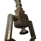 Antique Victorian French Gothic 29  Fireplace Tongs Black Cast Iron   Brass