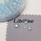 1 Box 1170pcs Blue Mix Sizes Round 3 4 5 6 8 10mm Flat Back Beads Half Pearl