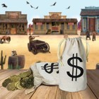 Beistle Fabric Drawstring Money Bag Pouch With Dollar Sign For Casino Night