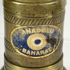 Vintage Turkish Spice Grinder Brass Tone Hand Crank Coffee Mill Anadolu Label