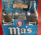 Rare Ma   s Old Fashion Soda Maine Drink Beverage 6 Pack Glass Bottles   Carrier 