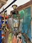 Antique Gilded Brass Curved Glass Hall Lantern