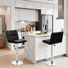 Bar Stools Set Of 2  Adjustable Pu Leather Swivel Barstools