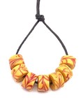 7 Rare Antique Old Venetian Wound Orange Feathers Glass African Trade Beads