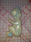 Chalkware Nursery Baby Wall Hanging Plaque 1940 s 50s Vintage Sleeping Decor Mcm