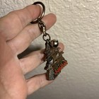 New Unused Asian Oriental Keychain Bell Metal Pagoda Japanese 3-d Japan Symbols