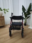 Used 2-in-1 Rollator   Transport Chair - Lightweight Foldable - Red