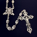 Silver Italy Catholic Our Lady Of Grace Mary Rosary Crucifix Cross Necklace Box