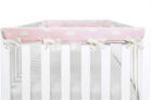 American Baby Supreme Reversible Crib Long Rail Cover  Pink W  Clouds 51  X 7 