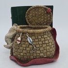 Vtg Small Fishing Creel Basket Book Trinket Pocket Decor Cabin Outdoor Sports