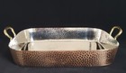 Vintage Hammered Copper With Brass Handles Roasting Lasagna Pan Tin Lined Korea