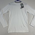 Under Armour Heat Gear Compression Mens Long Sleeve Shirt White Large
