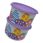 Tupperware Stacking Canisters Easter Egg Design 2 Cups Set Of 2 Purple Seals