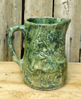 Early Antique Primitive Spongeware Green Pitcher Stoneware